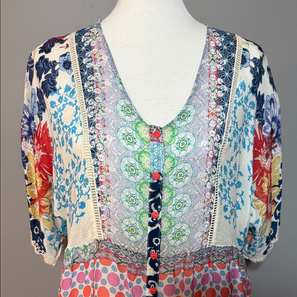 EUC Johnny Was Multicolor Floral Blouse Top - Size Large - Picture 2 of 10